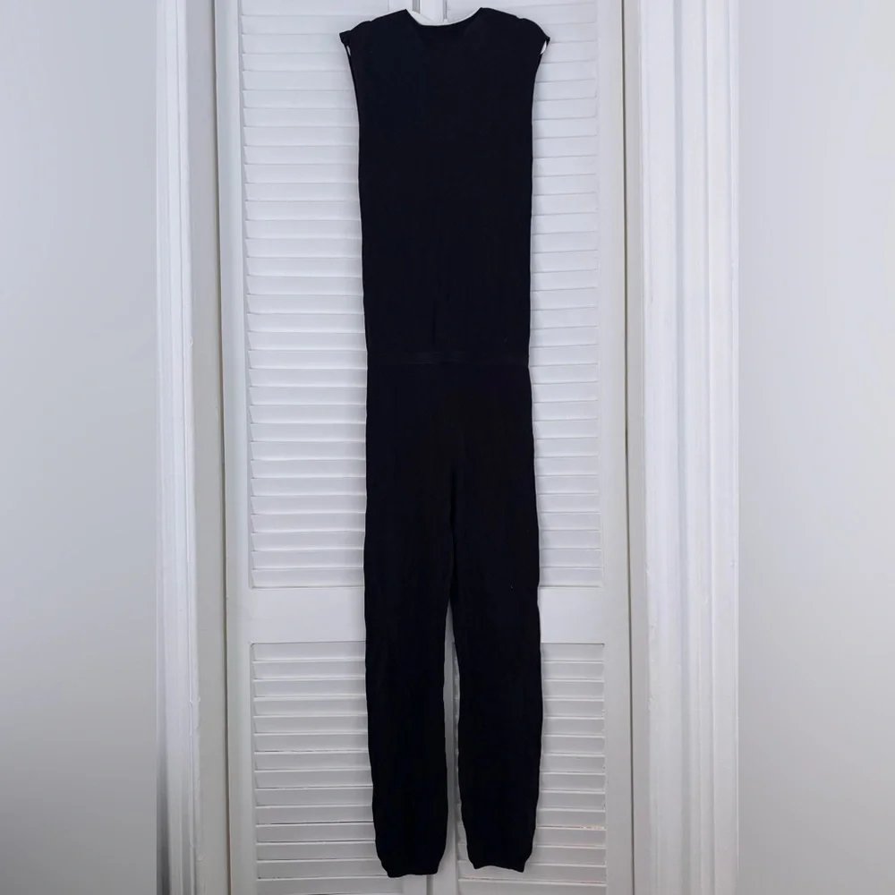 Zadig & Voltaire Luxe Silk & Cashmere Knit V-Neck Jumpsuit in Black